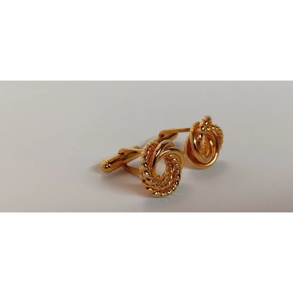 Vintage Goldtone Twisted Rope Knot Cufflinks 5/8 in